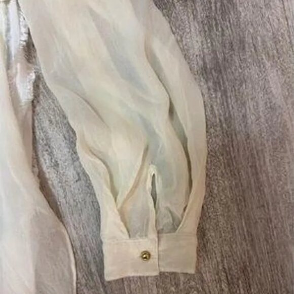 3.1 Phillip Lim Sheer blous ruffle trim long sleeve ivory top size 2 - Picture 5 of 9